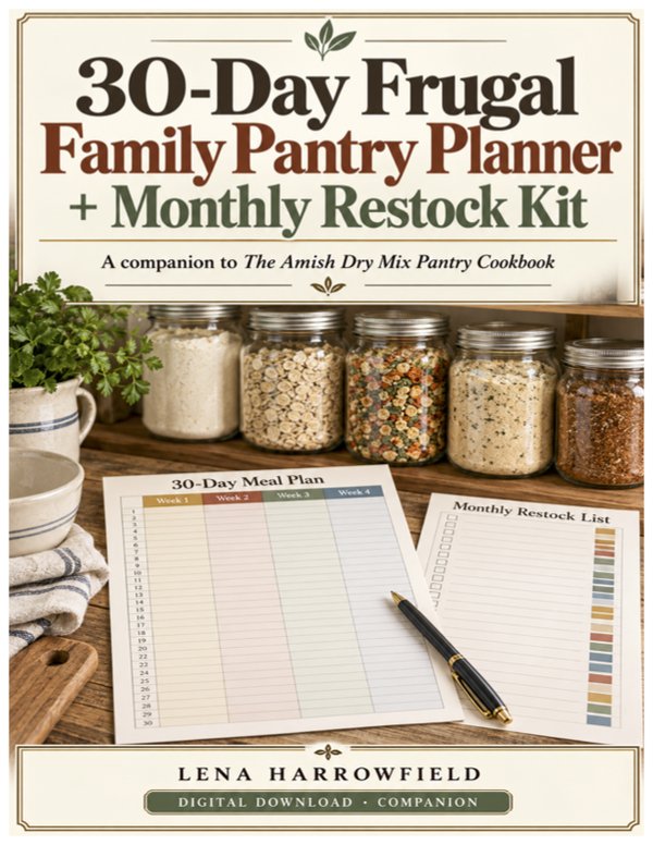 Cover of the 30-Day Frugal Family Pantry Planner + Monthly Restock Kit